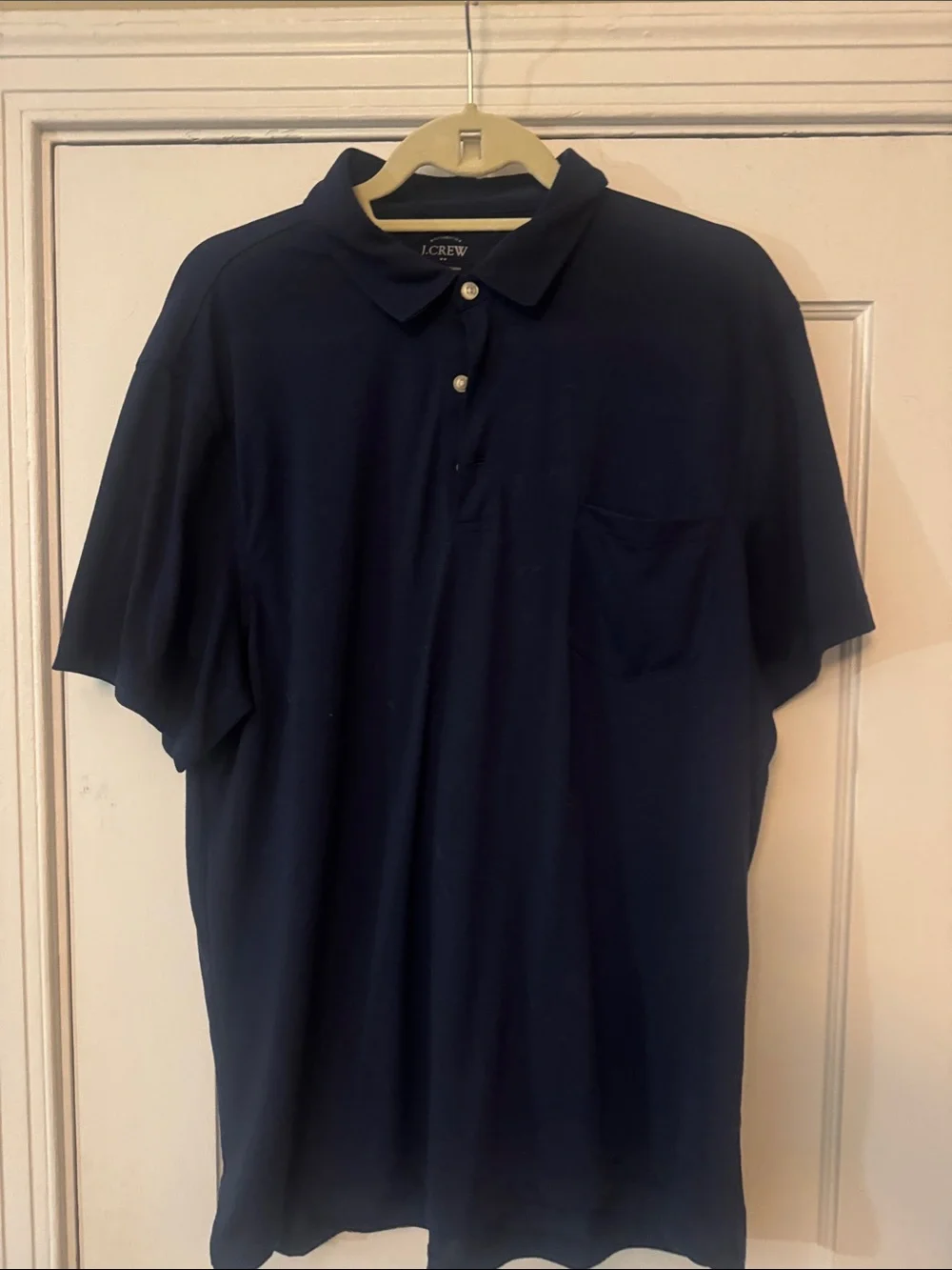 J. Crew Navy Short-Sleeve Polo with Chest Pocket